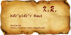 Káplár Raul névjegykártya